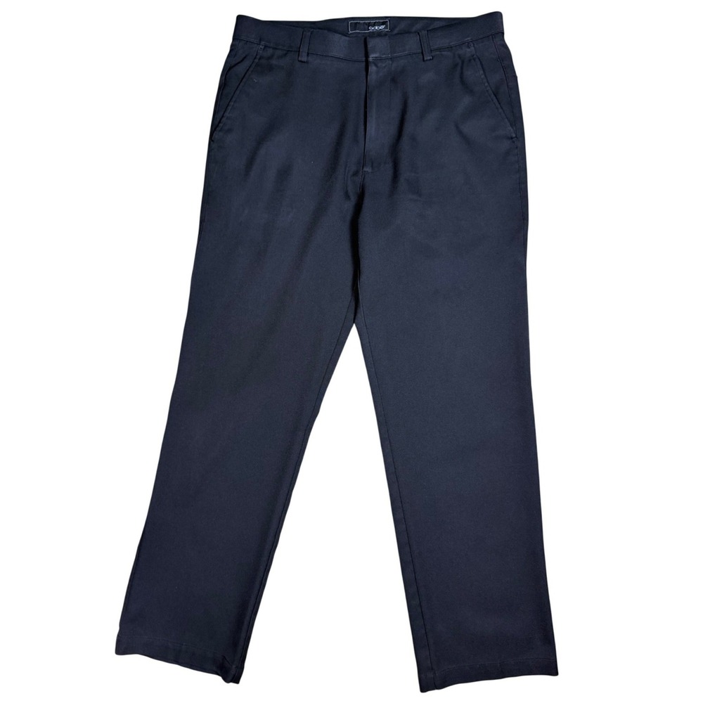 Oobe Dress Pants Mens 32x30 Black Flat Front Straight Fit Career Trousers